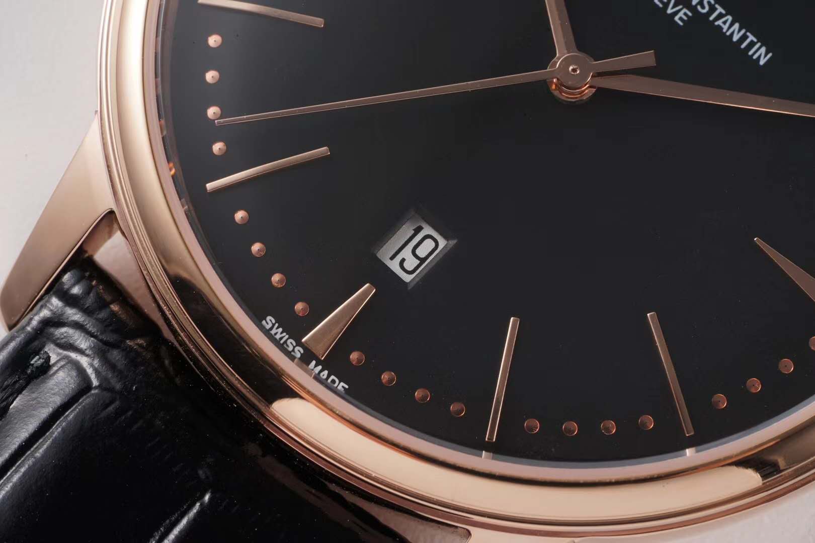 Patrimony Black Dial in Pink Gold Ref: 85180