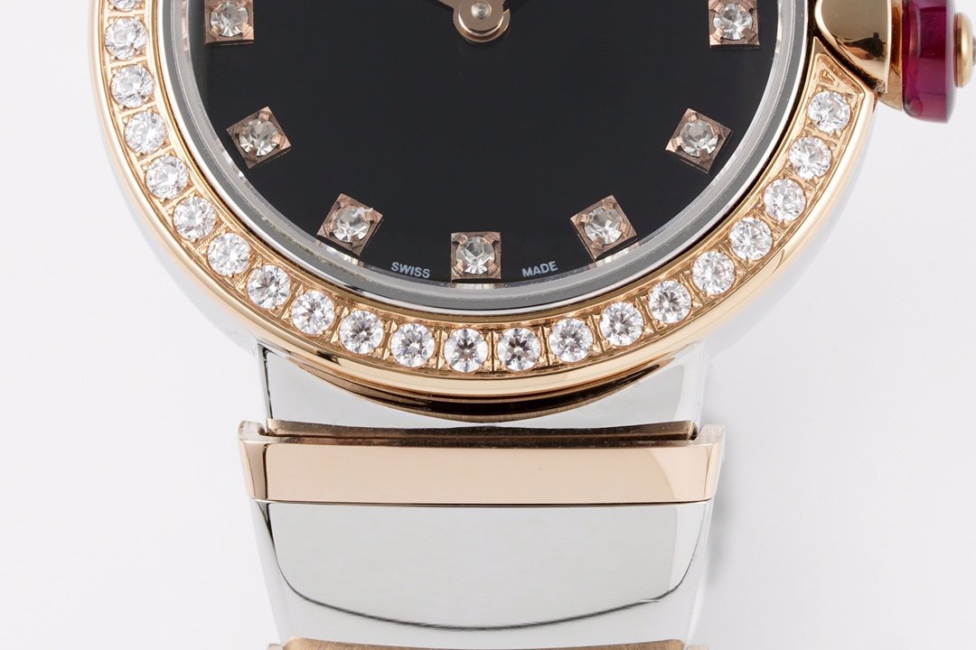 Lvcea Black Dial in Rose Gold/Steel with D1am0nd Bezel