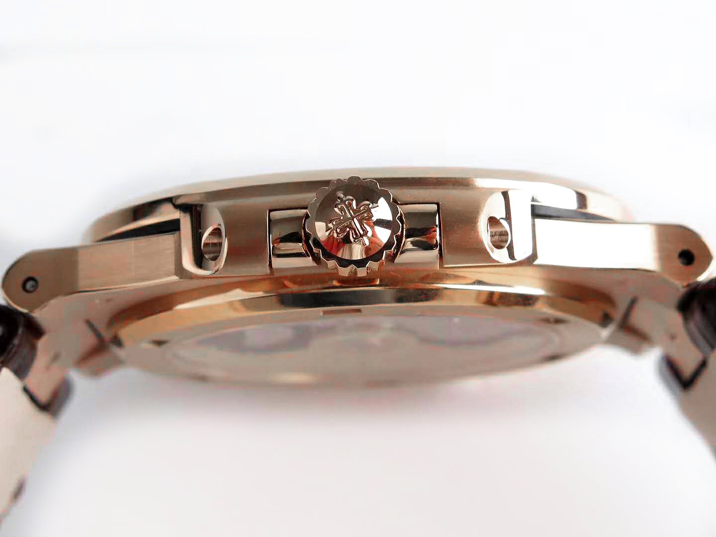 Nautilus Jumbo 5711 White Dial in Rose Gold with Brown Leather Strap