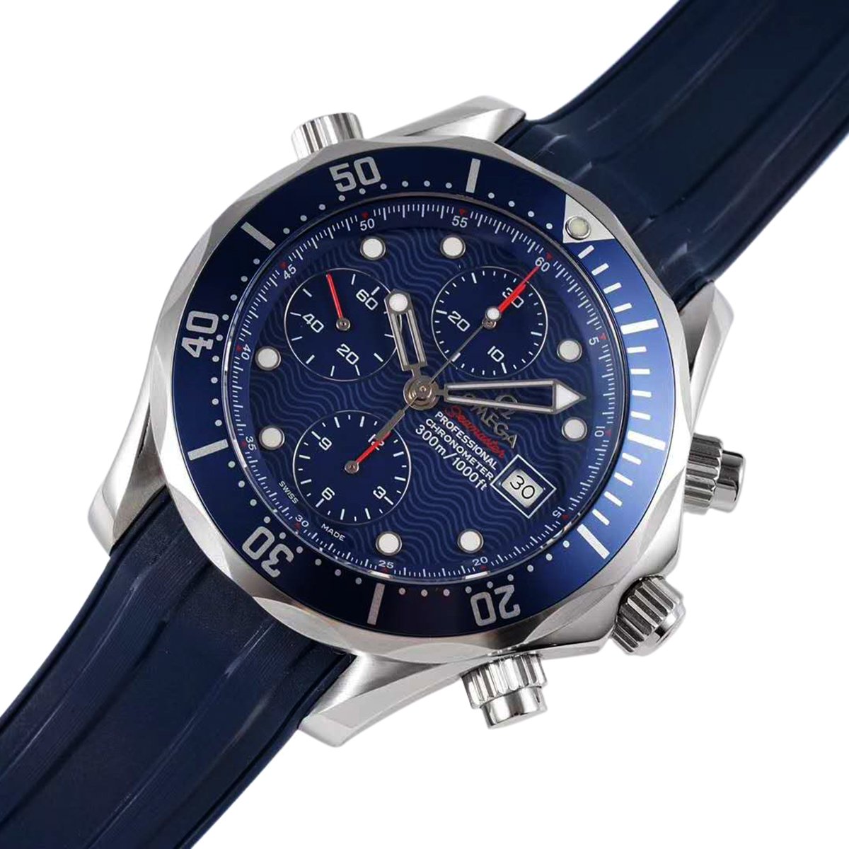 Seamaster Diver 300m Chronograph Blue Dial on Rubber Strap