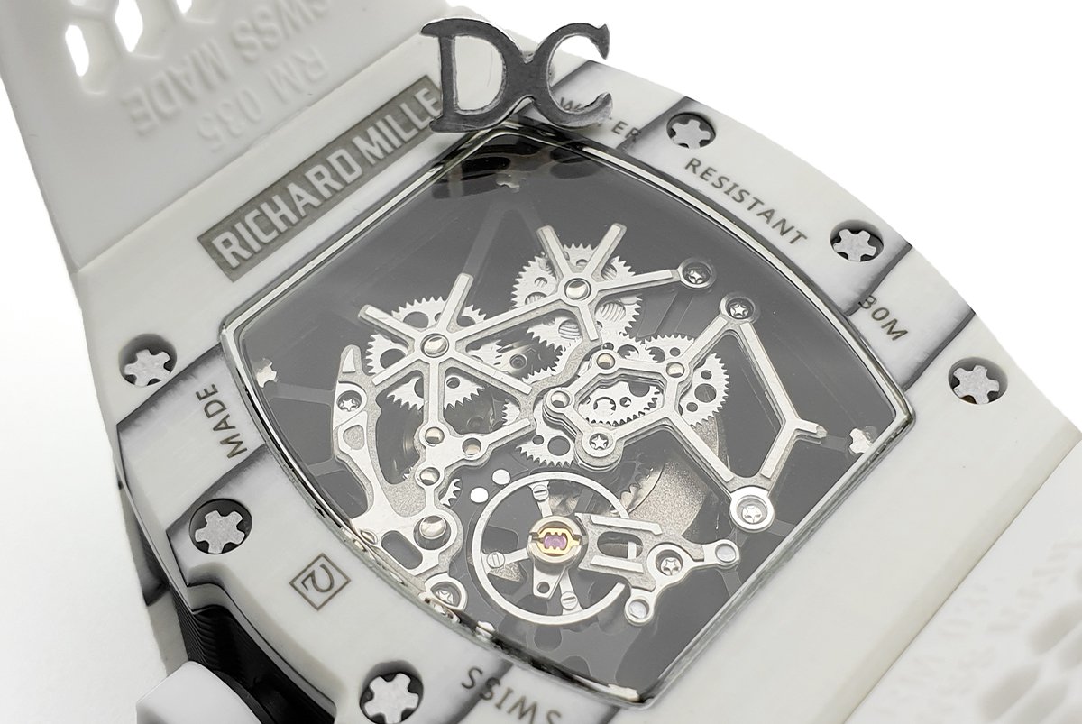 RM 035-02 Black Toro Americas in NTPT Carbon on White Rubber Strap