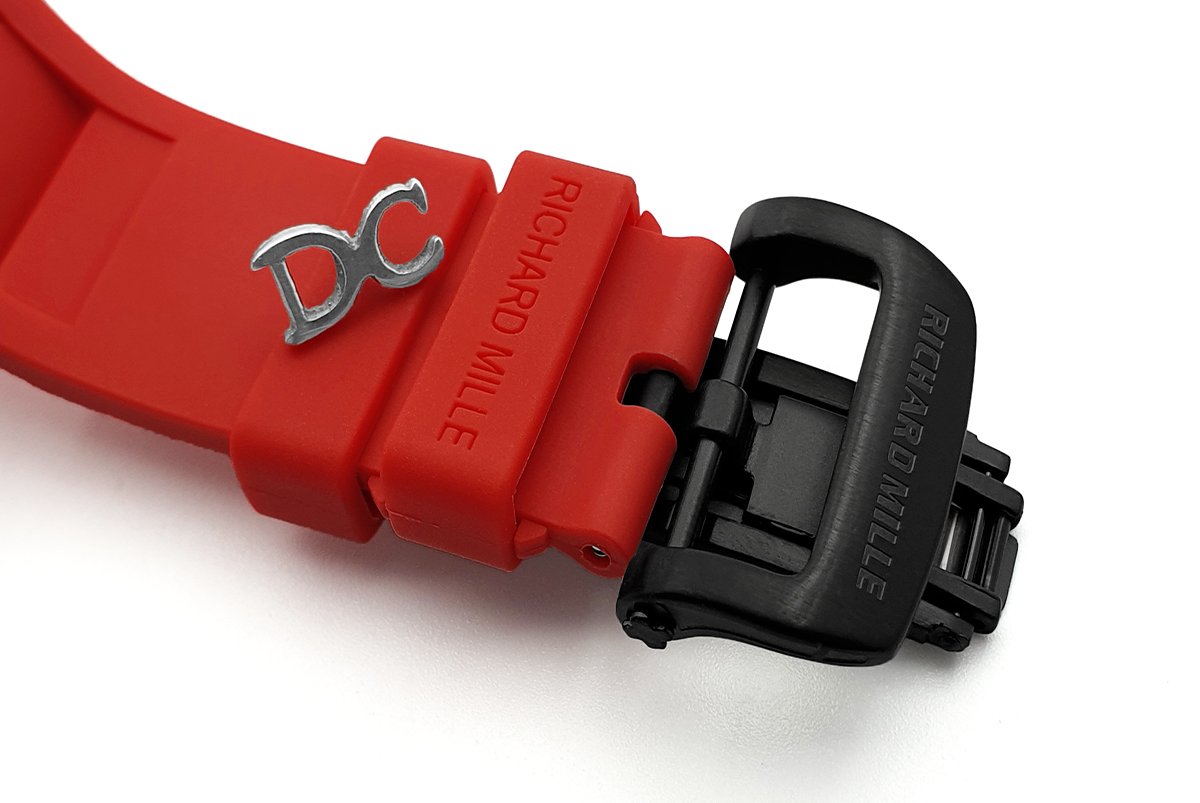 RM 052-01 Tourbillon Black Skull in PVD on Red Rubber Strap