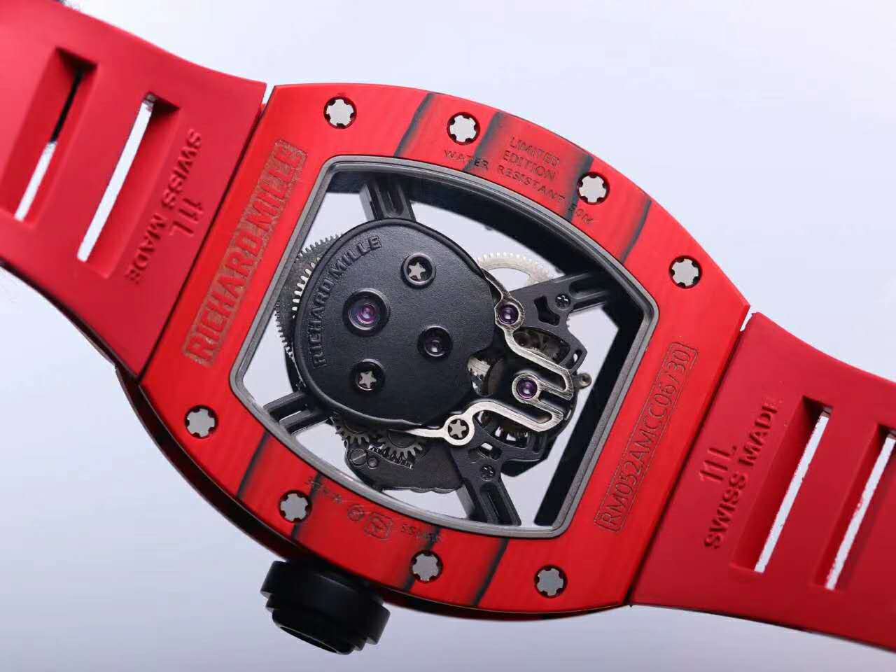 RM 052-01 Tourbillon Black Skull in Red NTPT Carbon