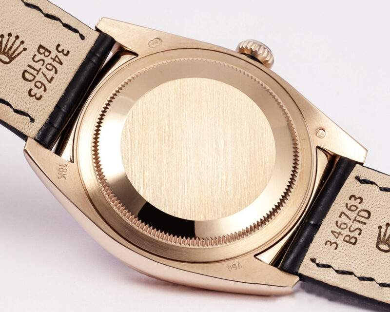 Day-Date 40 Black Dial in Rose Gold on Leather Strap