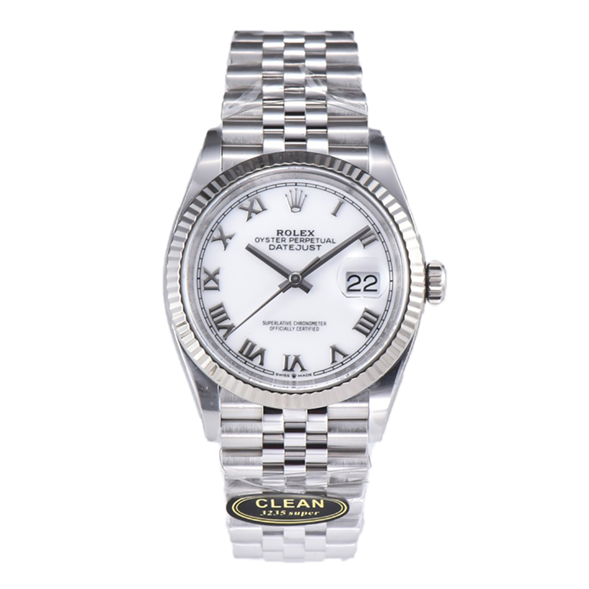 Datejust 36 126234 White Dial with Roman Marker in Steel in Jubilee Bracelet